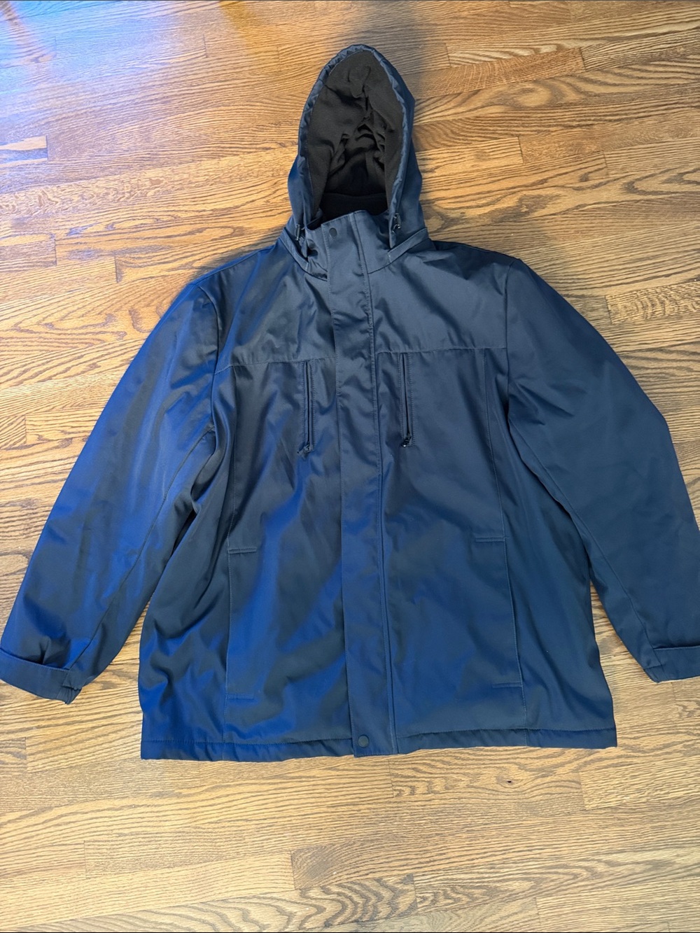 Calvin Klein Men's Hooded Raincoat - Navy Blue Size XL
